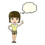 cartoon pretty girl with idea thought bubble N9