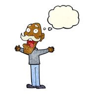 cartoon stressed old man with thought bubble N6