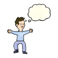 cartoon man panicking with thought bubble N17