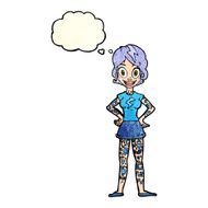 cartoon woman with heavy tattoos thought bubble N3