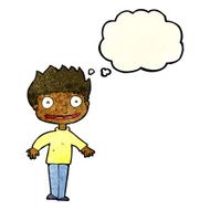 cartoon excited boy with thought bubble N50