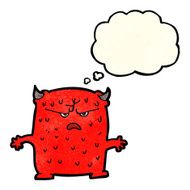 cartoon little alien with thought bubble N3