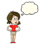 cartoon woman with hands on hips thought bubble N73