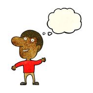 cartoon waving man with thought bubble N14