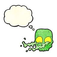 cartoon gross skull with thought bubble N2