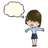 cartoon curious woman with thought bubble N19