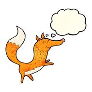 cartoon happy fox with thought bubble N4