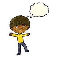 cartoon excited boy with thought bubble N51