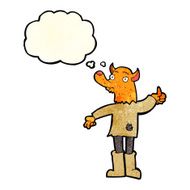 cartoon fox man with thought bubble N22