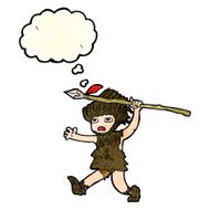 cartoon caveman with thought bubble N3