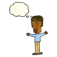 cartoon angry man with thought bubble N28