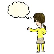 cartoon woman gesturing with thought bubble N11