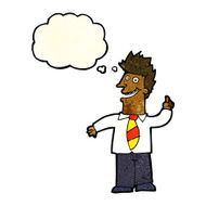 cartoon man with good idea thought bubble N7