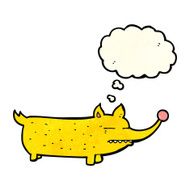 cartoon funny little dog with thought bubble N6