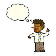cartoon man with good idea thought bubble N8