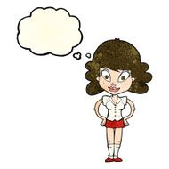 cartoon pretty woman with thought bubble N99