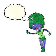 cartoon vampire girl with thought bubble N77