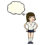 cartoon woman with hands on hips thought bubble N74