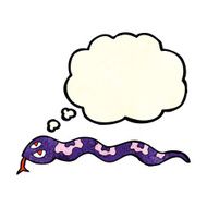 cartoon hissing snake with thought bubble