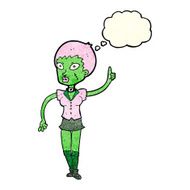 cartoon halloween girl with thought bubble N8