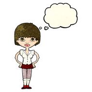 cartoon woman with hands on hips thought bubble N75