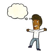 cartoon happy man with thought bubble N147