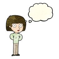 cartoon staring woman with thought bubble N17