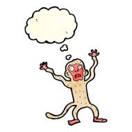 cartoon frightened monkey with thought bubble N3