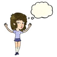 cartoon pretty girl with thought bubble N36