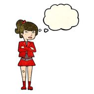 cartoon cool girl with thought bubble N8