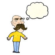 cartoon angry old man with thought bubble N49