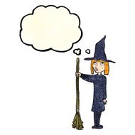 cartoon witch with thought bubble N3