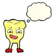 cartoon yellow tooth with thought bubble N2