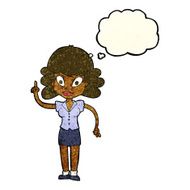 cartoon happy woman with idea thought bubble N4