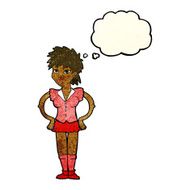 cartoon woman with hands on hips thought bubble N76