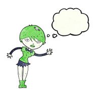 cartoon vampire girl with thought bubble N80