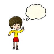 cartoon woman with idea thought bubble N86