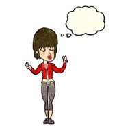 cartoon cool girl with thought bubble N9