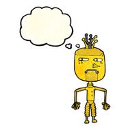 cartoon robot with thought bubble N50