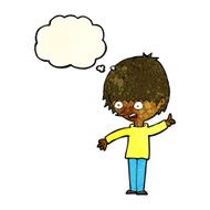 cartoon boy with question thought bubble N8
