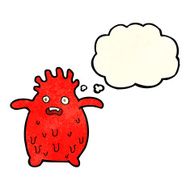 cartoon funny slime monster with thought bubble N4