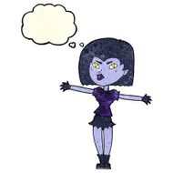 cartoon vampire girl with thought bubble N82