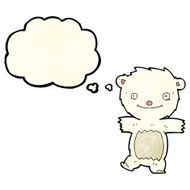 cartoon polar bear cub with thought bubble N25