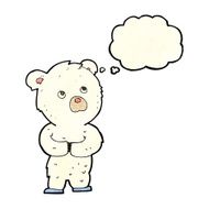 cartoon polar bear cub with thought bubble N26