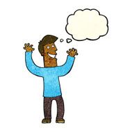 cartoon excited man with thought bubble N25