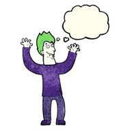 cartoon halloween vampire with thought bubble N6