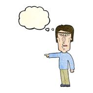 cartoon pointing man with thought bubble N32