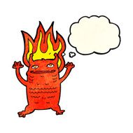 cartoon little monster with thought bubble N11