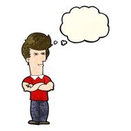 cartoon man with folded arms thought bubble N9