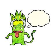 cartoon little devil with thought bubble N7